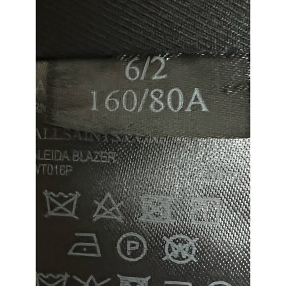 Allsaints Open Front Tailored Boyfriend Fit Blazer Jacket Preppy Twee Black 2 - Picture 5 of 7